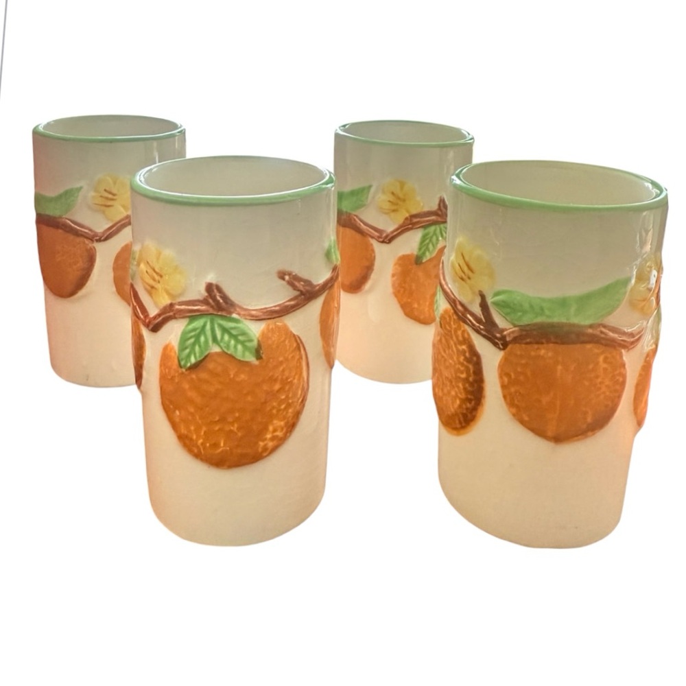1950s Set of Napcoware Ceramic Juice Glasses,  Mid Century Dining, Made in Japan